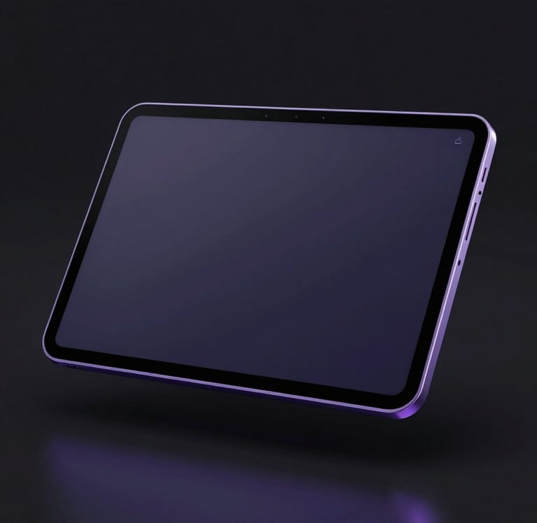 Interface de aplicativo financeiro em dark mode com gráficos em roxo neon